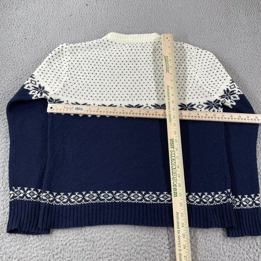 Sigallo Sweater Mens Medium Blue White Fair Isle‎ Nordic Snowflake Knit Winter